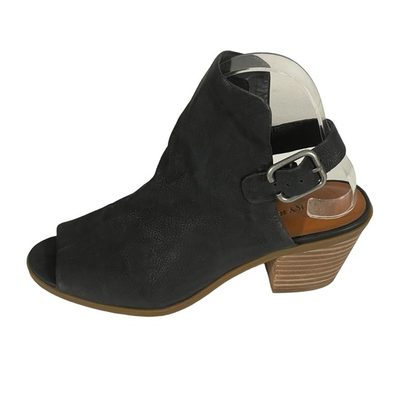 Lucky Brand Bray Black Leather Open Toe Sling Back Shoe Bootie Sz 6.5 - Picture 4 of 9